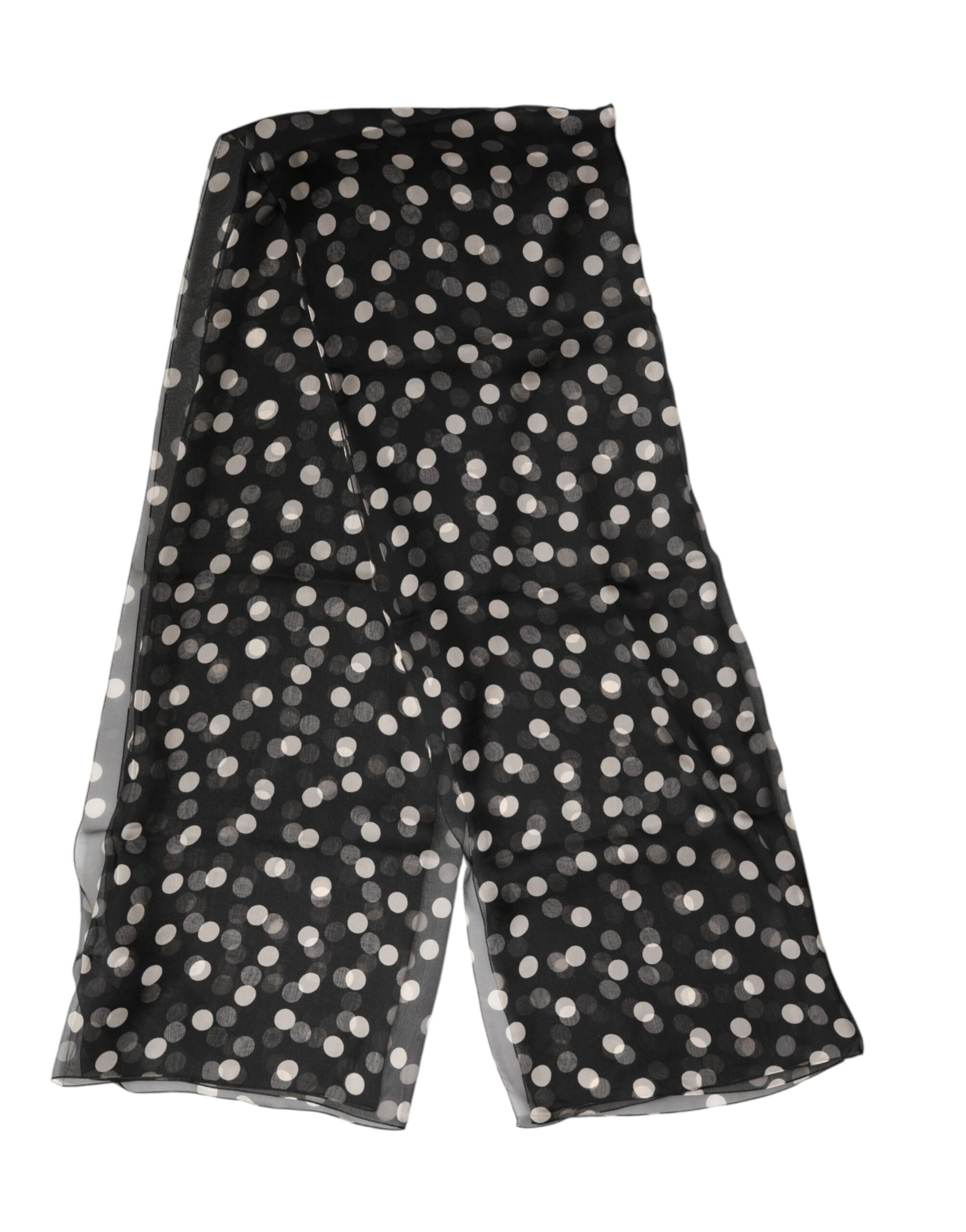 Dolce & Gabbana Black Polka Dot Silk Neck Wrap Shawl 205cm x 137cm Scarf Curated Luxury Accessories by Orvyn