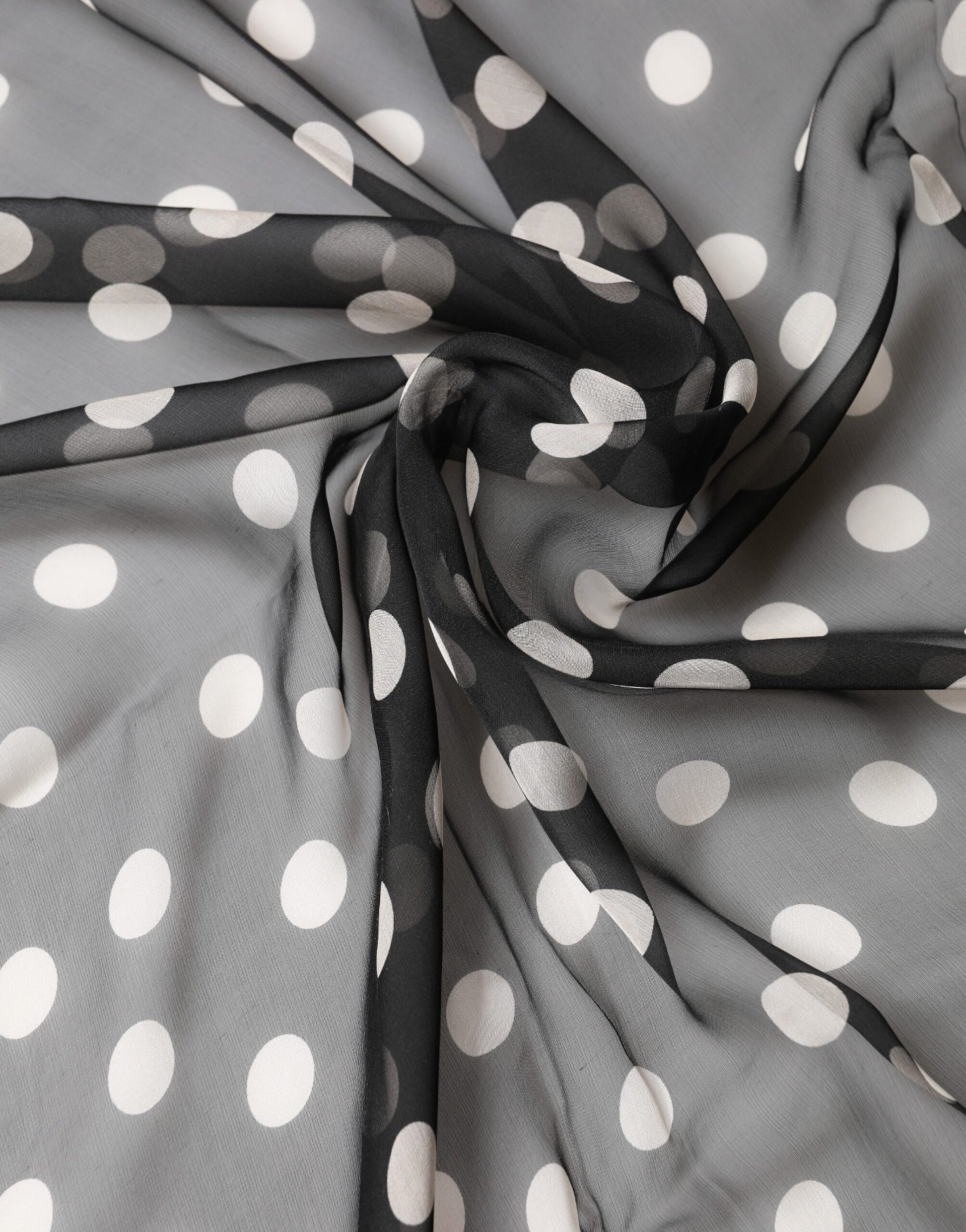 Dolce & Gabbana Black Polka Dot Silk Neck Wrap Shawl 205cm x 137cm Scarf Curated Luxury Accessories by Orvyn