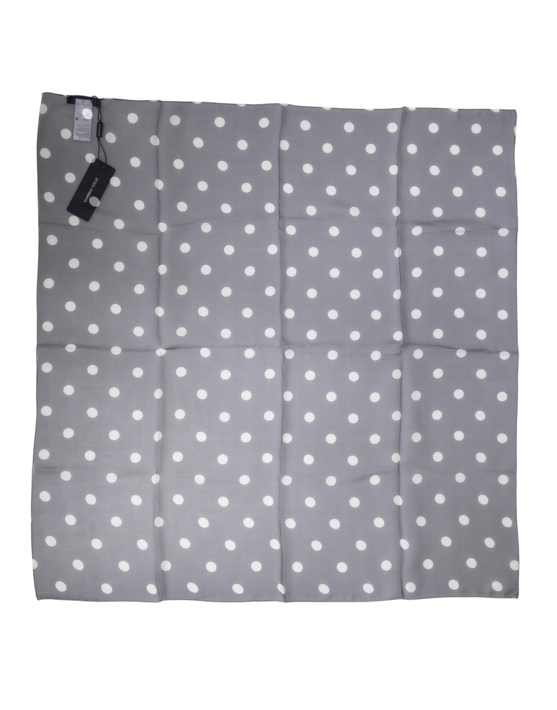 Dolce & Gabbana Blue Polka Dot Silk Square Foulard 91.5cm x 89.5cm Scarf Curated Luxury Accessories by Orvyn