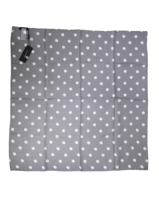 Dolce & Gabbana Blue Polka Dot Silk Square Foulard 91.5cm x 89.5cm Scarf Curated Luxury Accessories by Orvyn