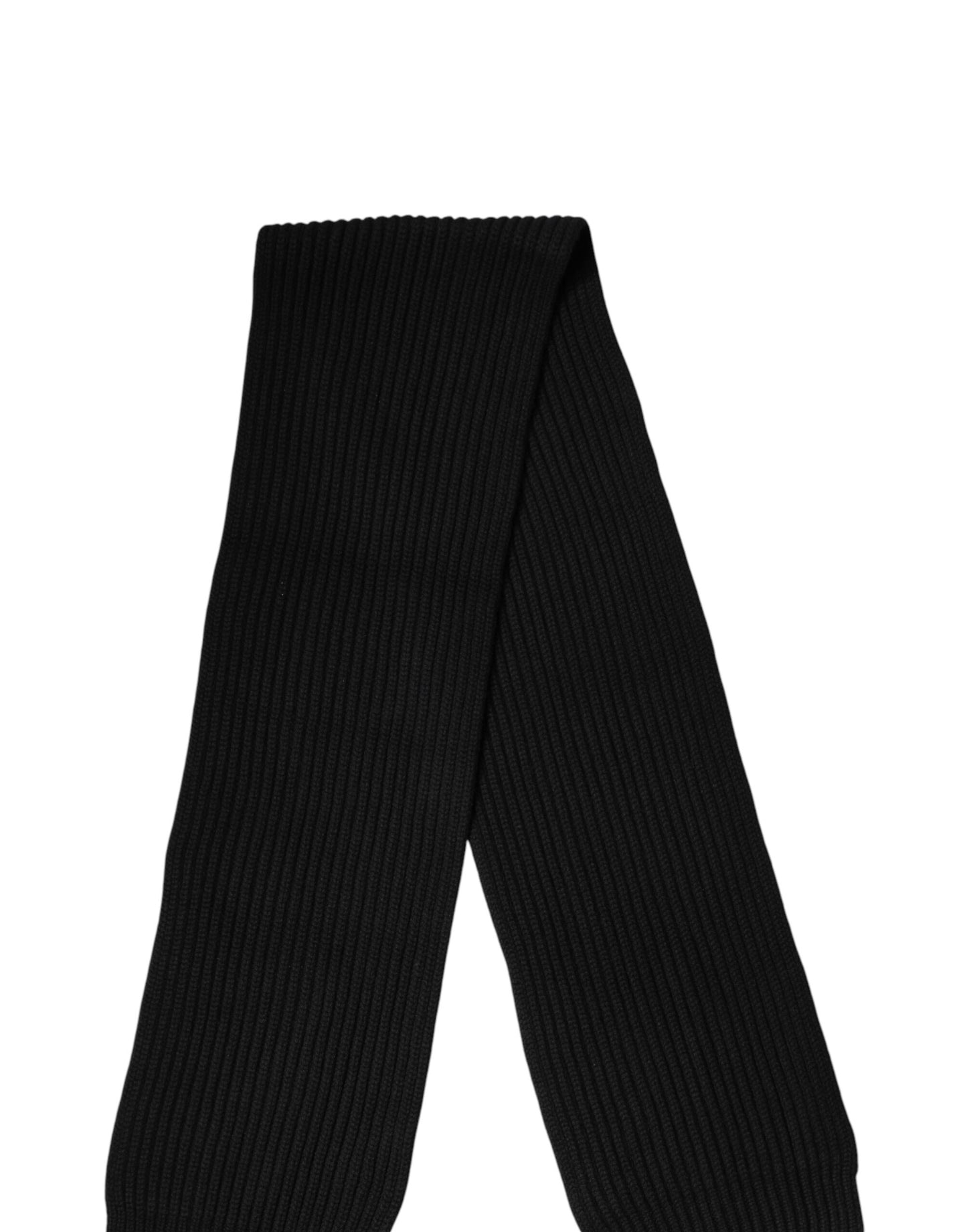 Dolce & Gabbana Black Cashmere Knit Neck Wrap Shawl 202cm x 26cm Scarf Curated Luxury Accessories by Orvyn