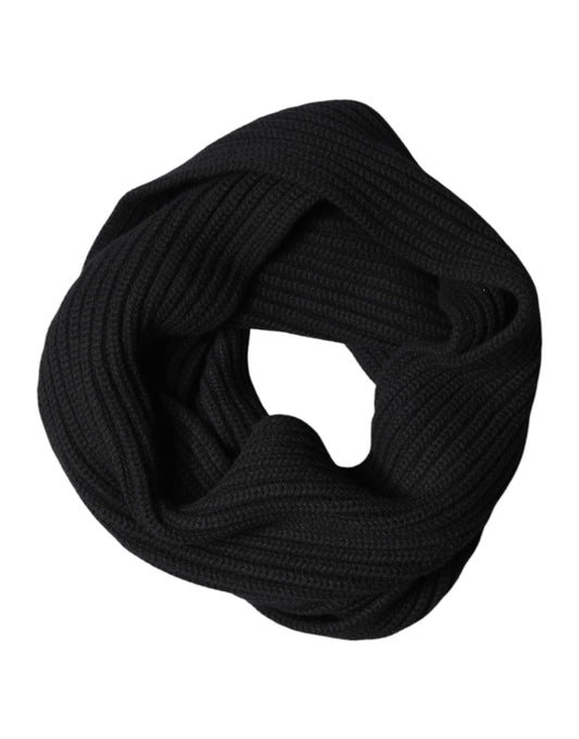 Dolce & Gabbana Black Cashmere Knit Neck Wrap Shawl 202cm x 26cm Scarf Curated Luxury Accessories by Orvyn