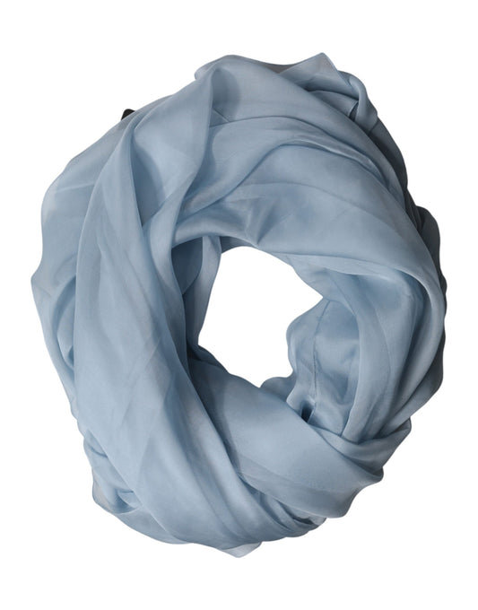 Dolce & Gabbana Light Blue Silk Stole Neck Wrap Shawl 200cm x 130cm Scarf Curated Luxury Accessories by Orvyn
