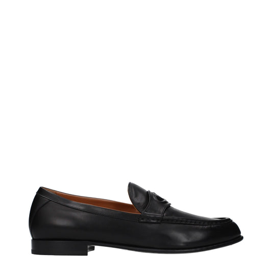 Valentino Garavani Black Leather Slip-On Loafers schwarz