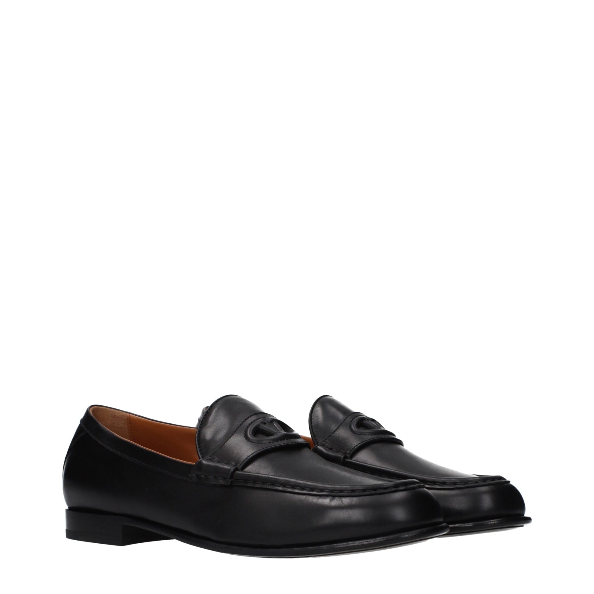 Valentino Garavani Black Leather Slip-On Loafers schwarz