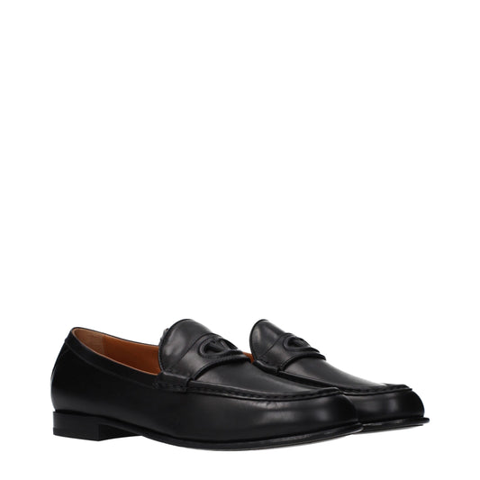 Valentino Garavani Black Leather Slip-On Loafers schwarz