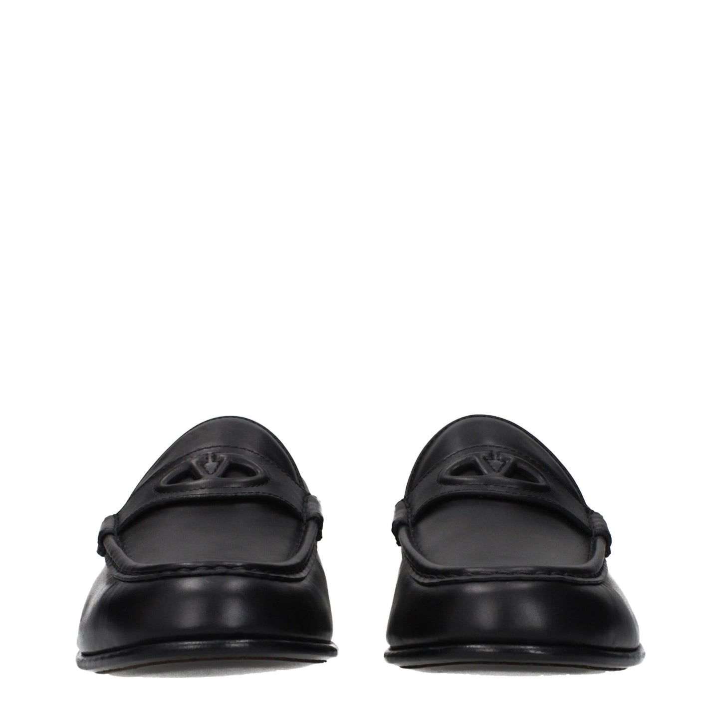 Valentino Garavani Black Leather Slip-On Loafers schwarz