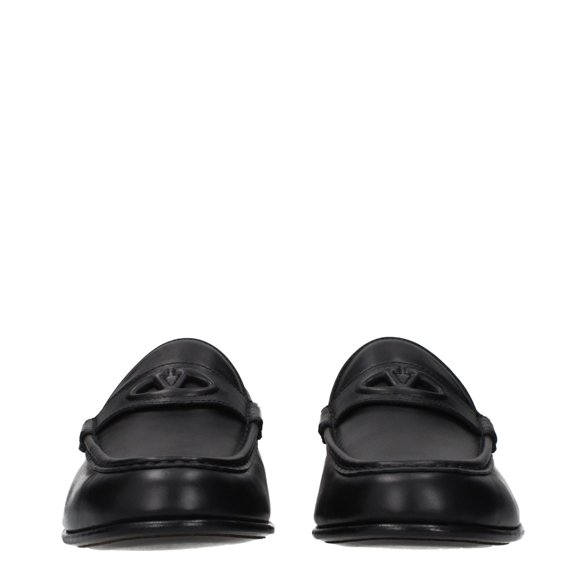 Valentino Garavani Black Leather Slip-On Loafers schwarz
