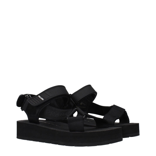 Prada Black Fabric Flat Sandals Curated Luxury Accessories by Orvyn