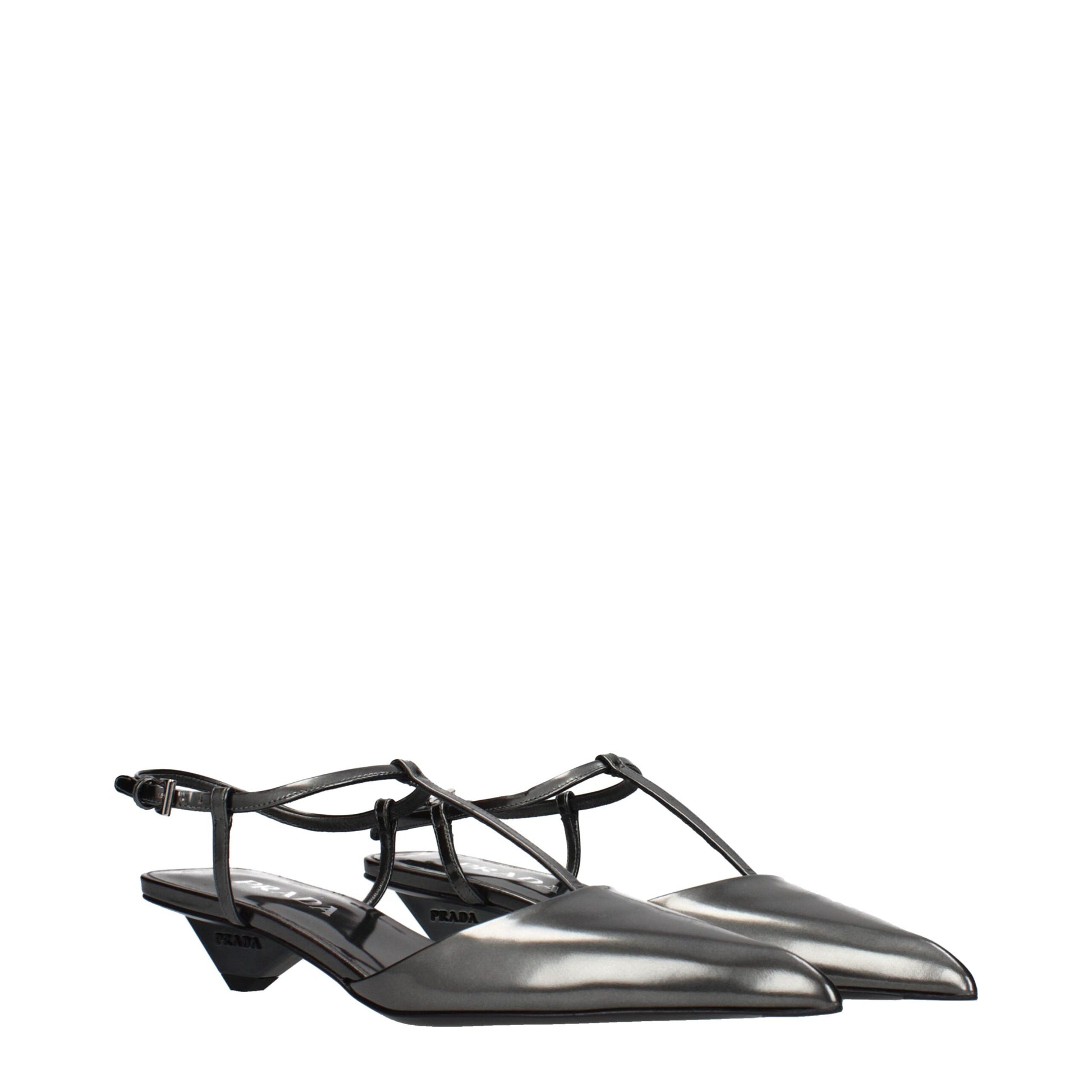 Prada Gray Leather Flat Sandals Curated Luxury Accessories by Orvyn