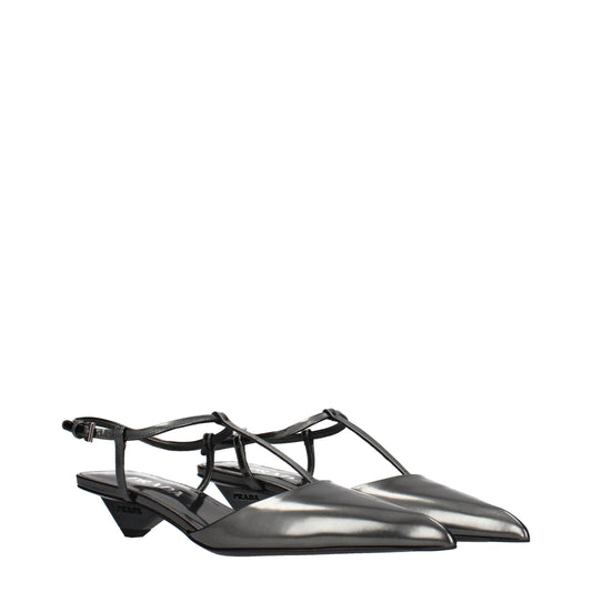 Prada Gray Leather Flat Sandals Curated Luxury Accessories by Orvyn