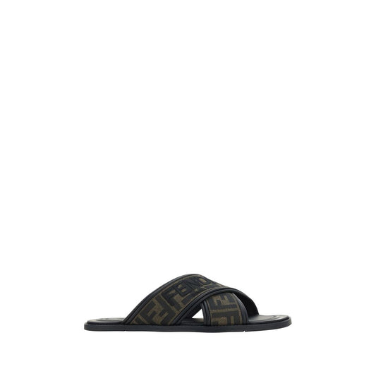 Fendi Black Calf Leather Bos Taurus Sandals Curated Luxury Accessories by Orvyn