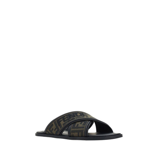 Fendi Black Calf Leather Bos Taurus Sandals Curated Luxury Accessories by Orvyn