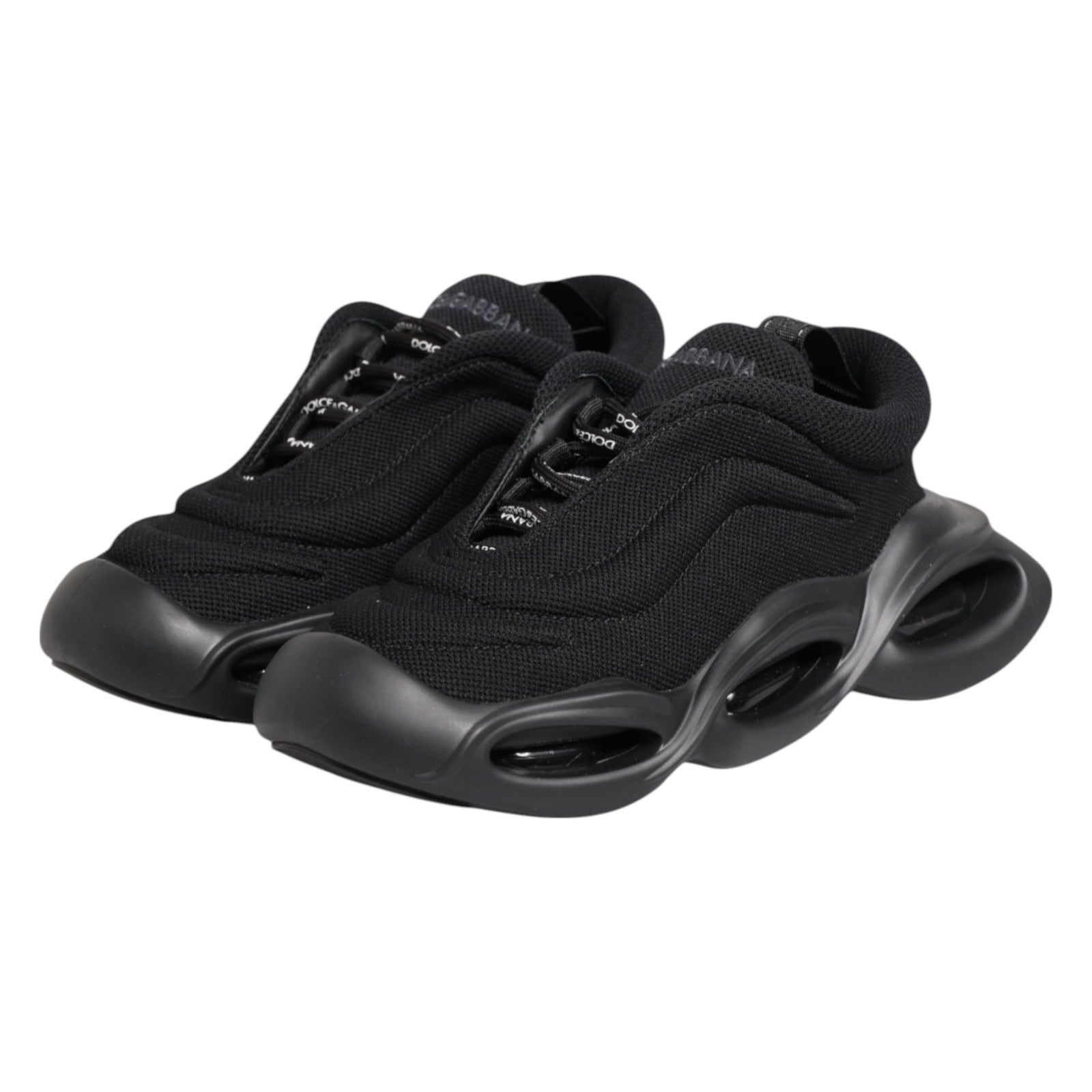 Dolce & Gabbana Black Slip On Low Top Wave Sneakers Shoes Curated Luxury Accessories by Orvyn